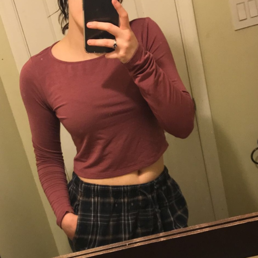 Pink Long sleeve crop top